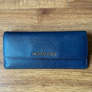 Michael Kors Jet Set Saffiano Leather Wallet Navy